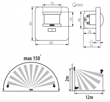 Preview: Kanlux - Bewegungsmelder MERGE JQ-L 360° 9m